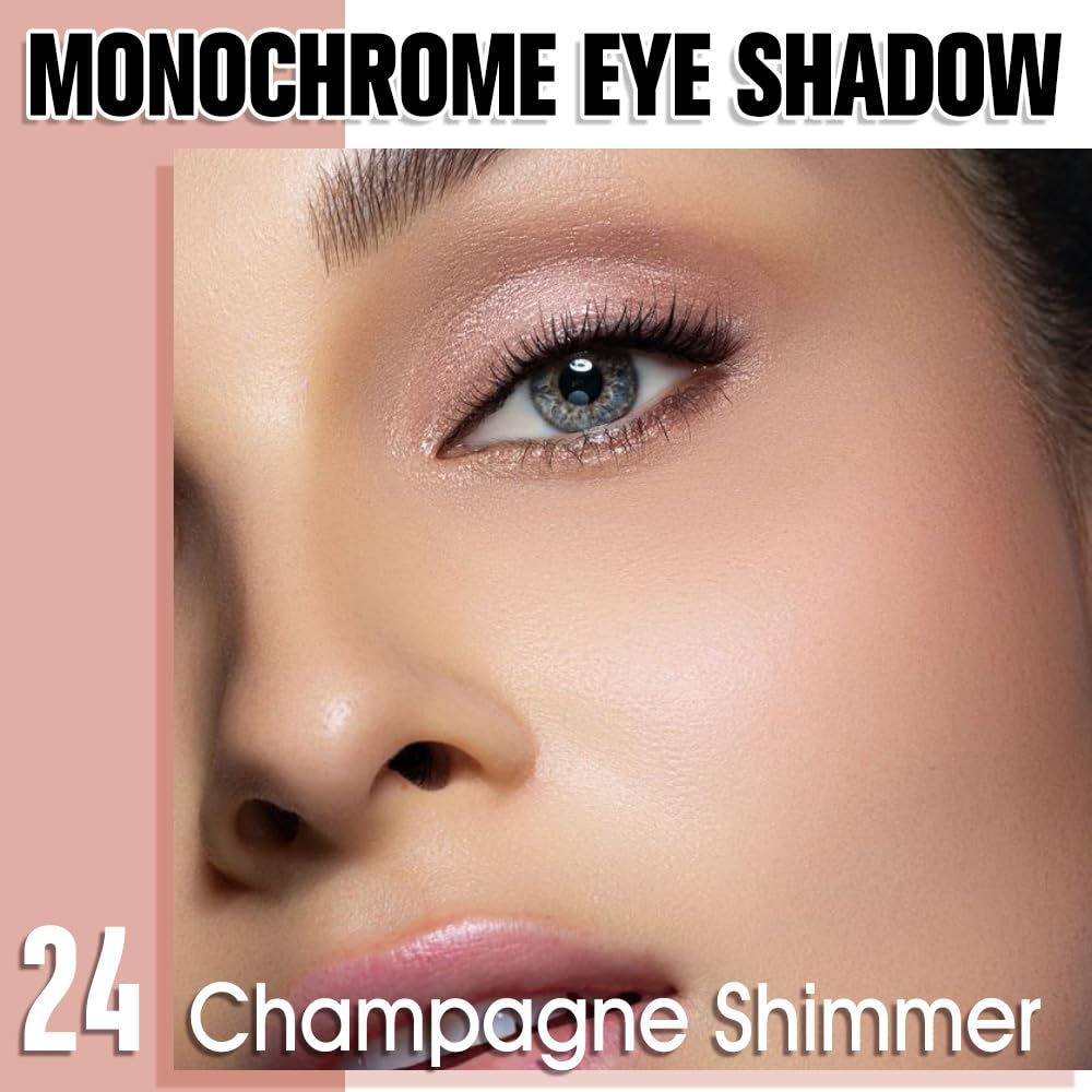 WanTuoluo Champagner Shimmer Single Glitter Cream Eyeshadow for Women Rose Gold Sheer Monochrome Eye Shadow Makeup Shiny Pressed Powder, Blendable Natural Sombras para ojos, Girls Daily Gifts -24