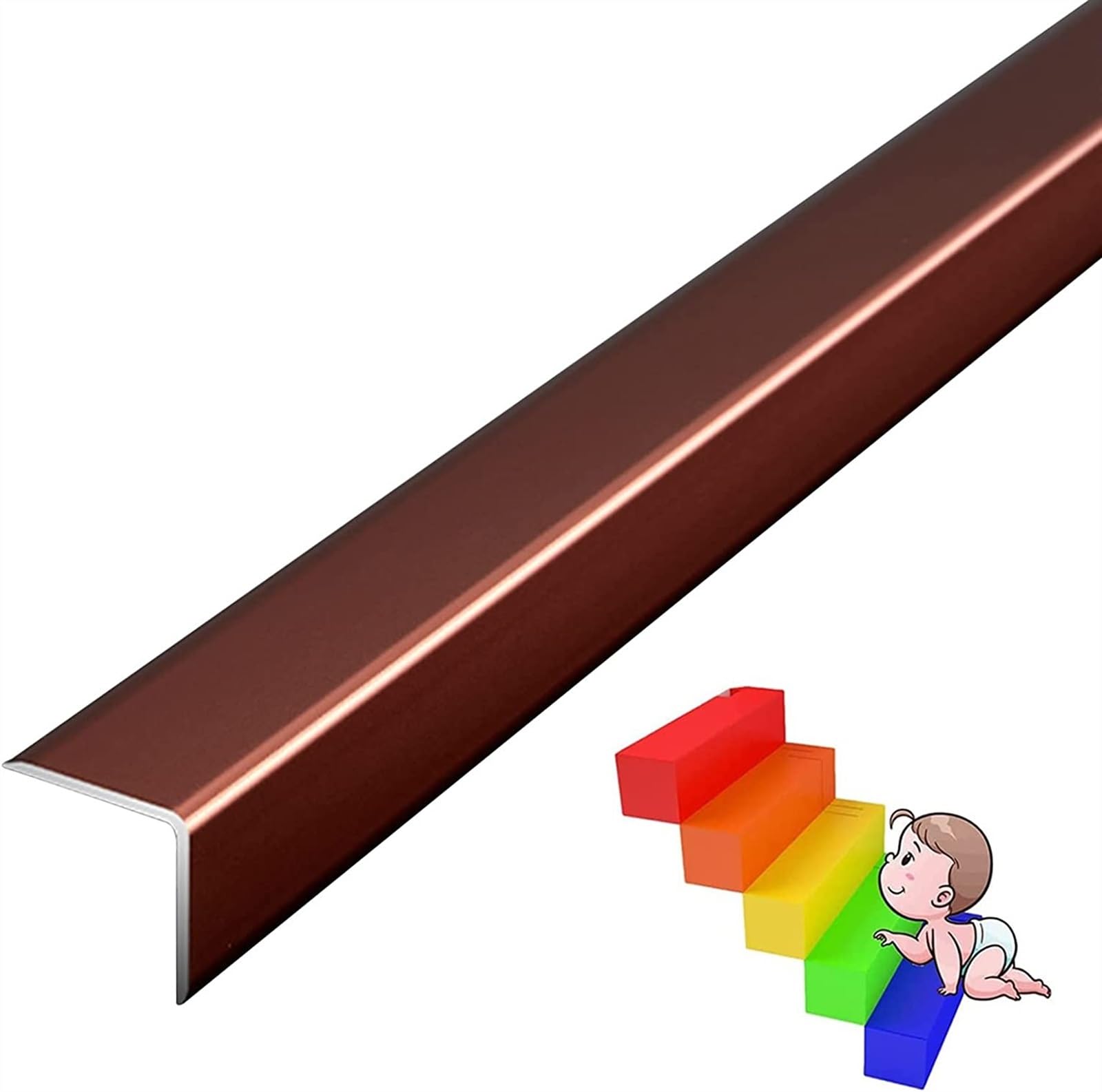 KEuLen Profilo di Transizione, Striscia di Soglia, Strisce di Rivestimento for Protezione Bordi for Scale a Forma di L, Strisce di Protezione for Scale/gradini/Angoli di Sicurezza(Red)