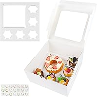 LetsDIYourLife 5-Pack Bento Cake & 1+5 Cupcake Box Combo with Clear Window, Inserts & Stickers - Fits 5 Cupcakes + Mini Cake for Parties