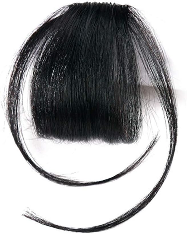 Reysaina Natural Black Clip in Bangs Real Human Hair Extensions Flat Bangs with Temples Neat Air Fringe Rxtensions