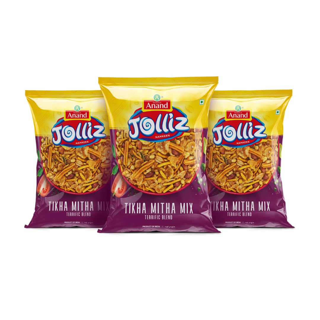 TASTEA Anand Jolliz namkeen mix | Tikha Mitha Mix Namkeen | Ready To Eat Snack | Indian Snack | Chai Time Namkeen | 200 gm each | Pack of 2