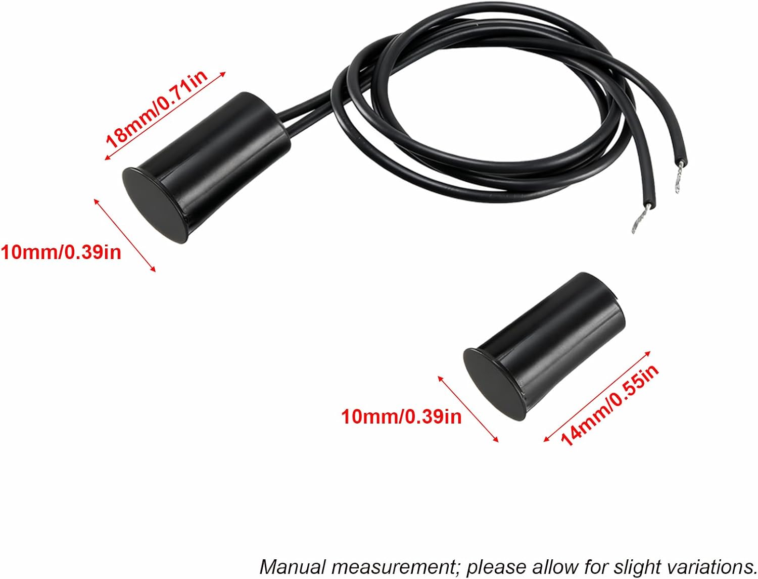 TOP-MAX 5Pcs Magnetic Reed Switch Rapid Response Door Contact Sensor Door/Window Magnetic Alarm System Tamper Protection for Cabinets (Cylindrical Black)