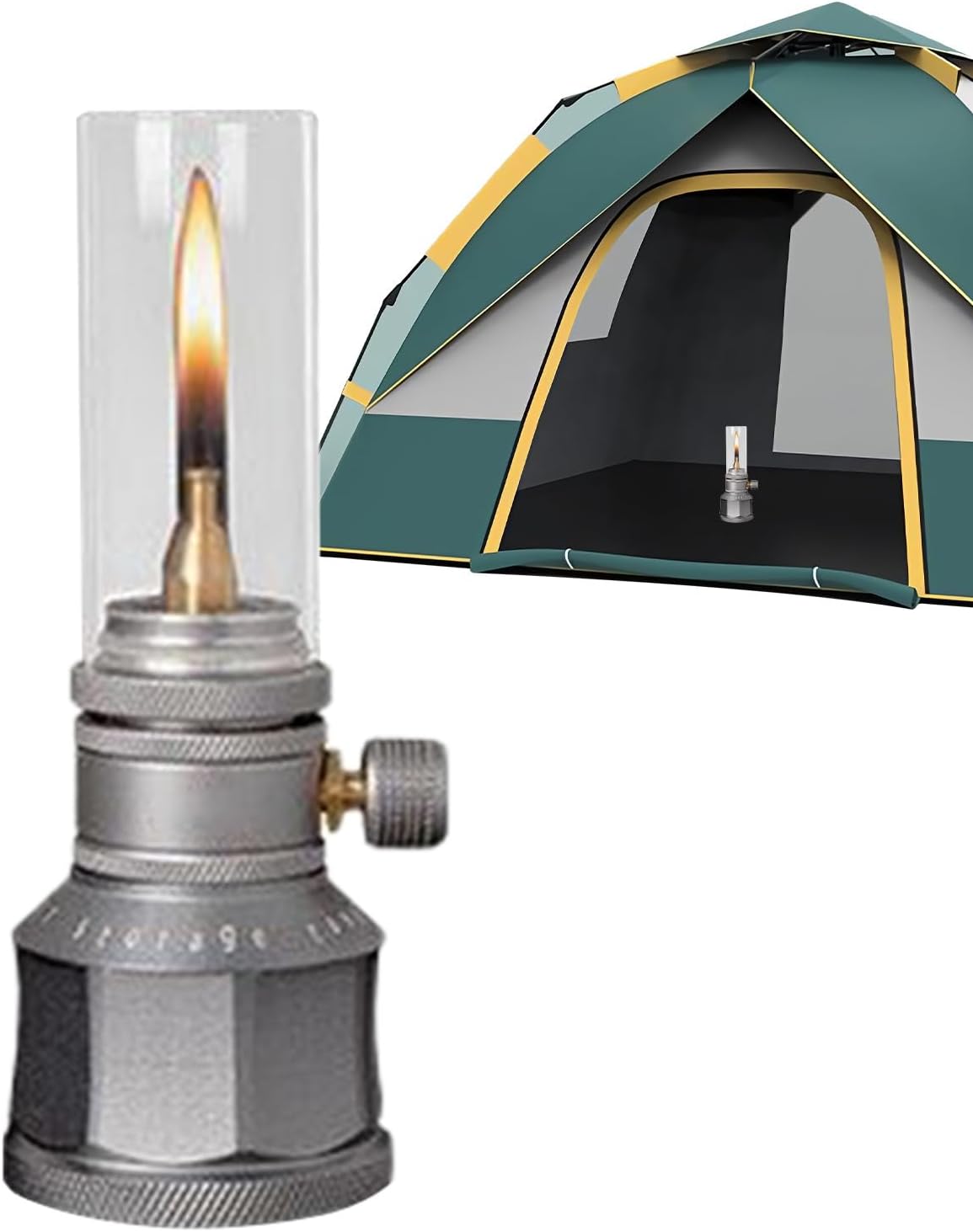 Gas Lamp Lantern - Silver, 6 Inch, Stainless Steel, Glass Globe, Retro Fishing Lighting Device, Portable Outdoor Camping Light, Vintage Handheld Torch | Decorative Garden Illumination for Camper
