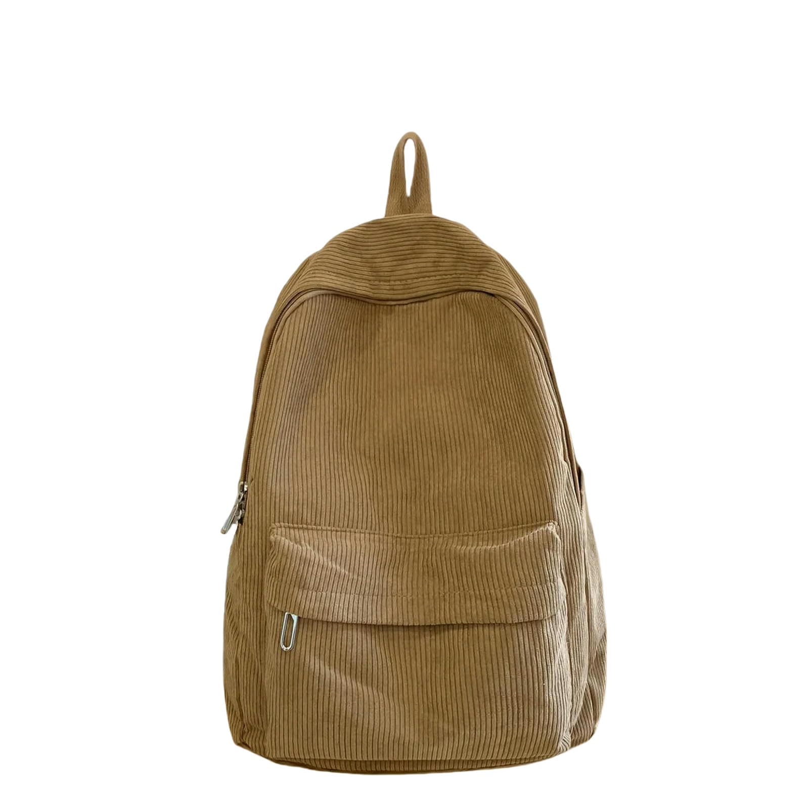 Zaino Casual in Velluto A Coste – Scolastico da Viaggio Unisex Stile Giapponese per L'uso Quotidiano dei Giovani-Cachi