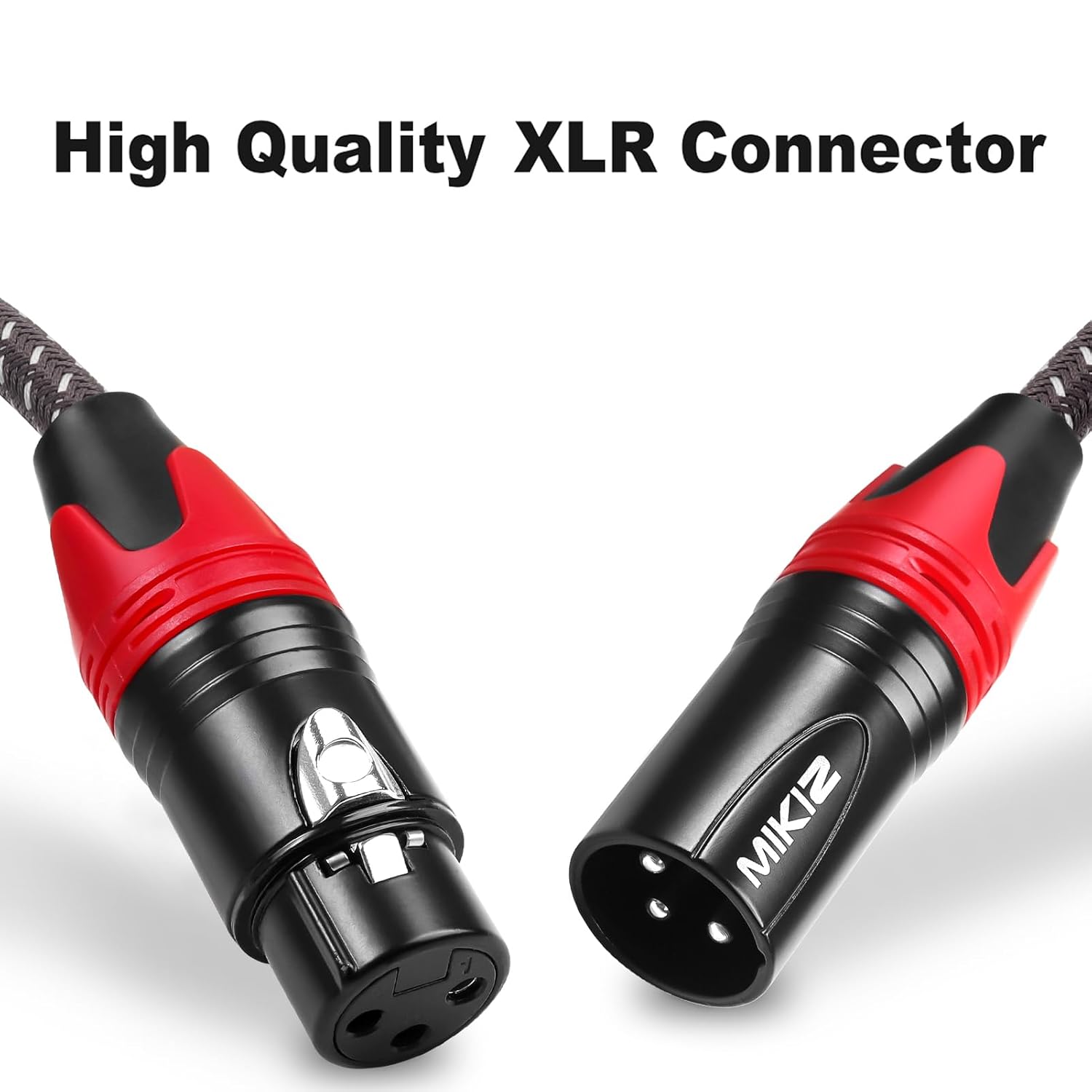 XLR Cables Braided 3ft 2 Pack | Color Coded in Red Connector, Premium Anti-tangling XLR Patch Cables Short for Microphone DJ thumbnail