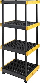 4-Tier Heavy Duty Plastic Storage Shelves that Support up to 100lbs/shelf, Organization and Storage, Weather-Resistant Design, Easy Assembly, Made in The USA (55H x 24W x 20D)