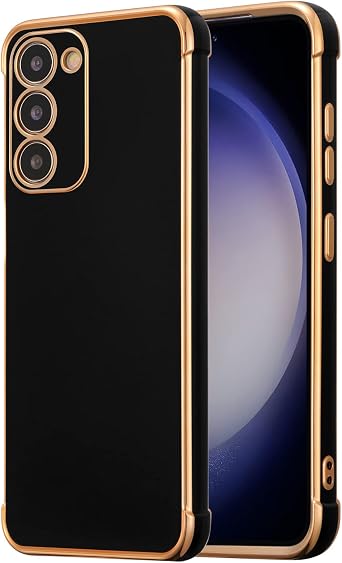 RALEAVO for Samsung Galaxy S23 Case Luxury Plating Cover Slim Lightweight Glossy Electroplated Phone Cover Soft TPU Shockproof Bumper Phone Case for S23,Black