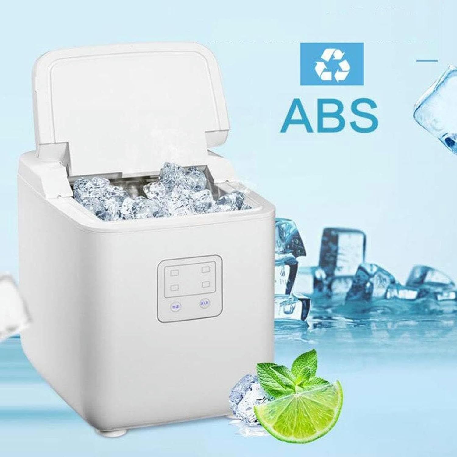 Ice Maker Machine Counter Top Small,Ice Cube Maker for Home,Ice Cube Machine Ready in 6-8 Minutes,15kg 24H White