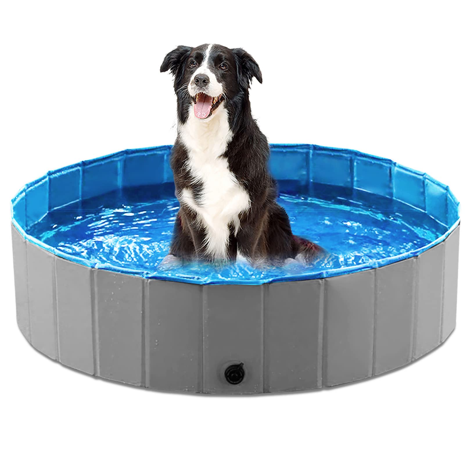 Jasonwell Foldable Dog Pet Bath Pool Collapsible Dog Pet Pool Bathing Tub Kiddie Pool Doggie Wading Pool for Puppy Small Medium Large Dogs Cats and Kids 39.5" Grey
