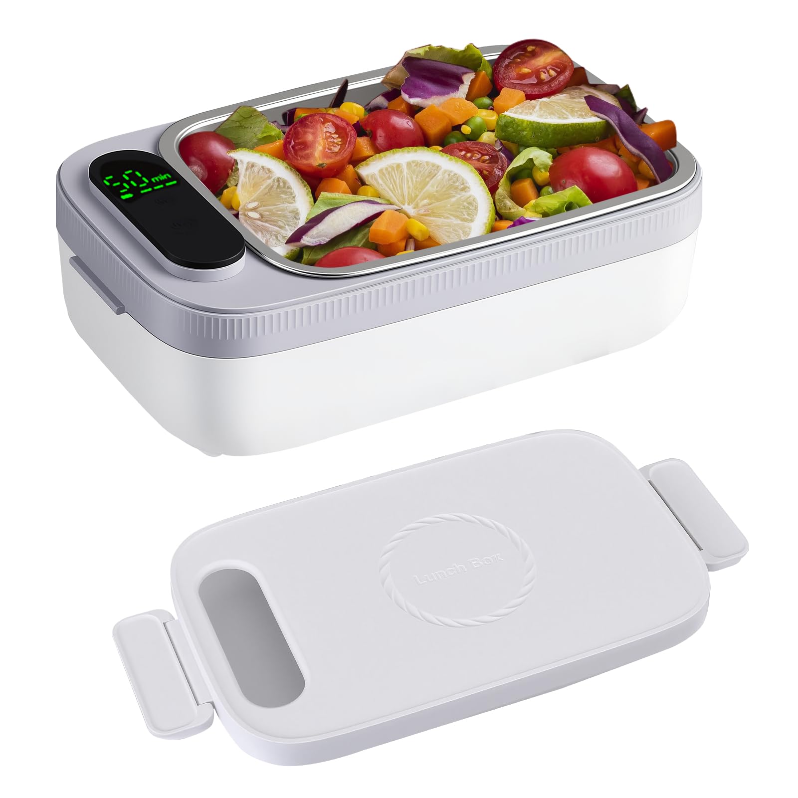 Fiambrera eléctrica con batería, 14.000 mAh, 1 L, inalámbrica, para adultos, con función de calentamiento automático, fiambrera calefactable por USB, recipiente interior de acero inoxidable