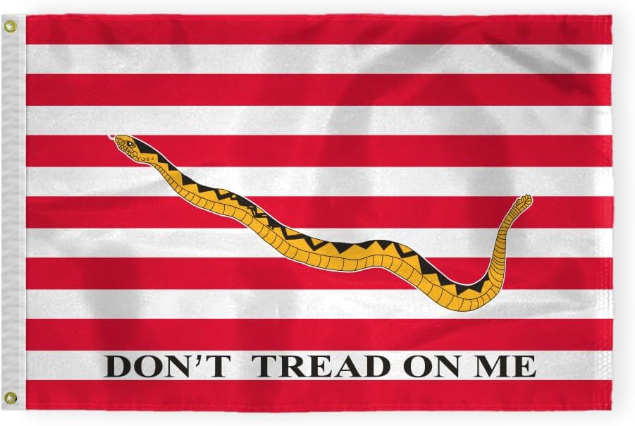 AGAS 1st Navy Jack Don't Tread On Me Tea Party 2x3 2'x3' Heavy Duty 200 Denier Nylon Flag, United States Navy Flag
