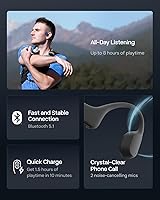 Vista 8 de SHOKZ OpenRun Mini - Bone Conduction Headphones,Open-Ear Bluetooth Wireless Sport Headphones for Running & Workout,Sweat Resistant, Long 8H Azul
