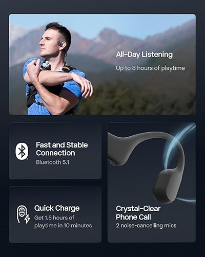 Miniatura 8 de SHOKZ OpenRun Mini - Bone Conduction Headphones,Open-Ear Bluetooth Wireless Sport Headphones for Running & Workout,Sweat Resistant, Long 8H Azul