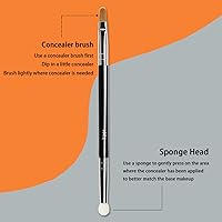 Vista 2 de Cepillo corrector de doble extremo, mini cepillo de maquillaje de doble extremo con cerdas sintéticas de esponja