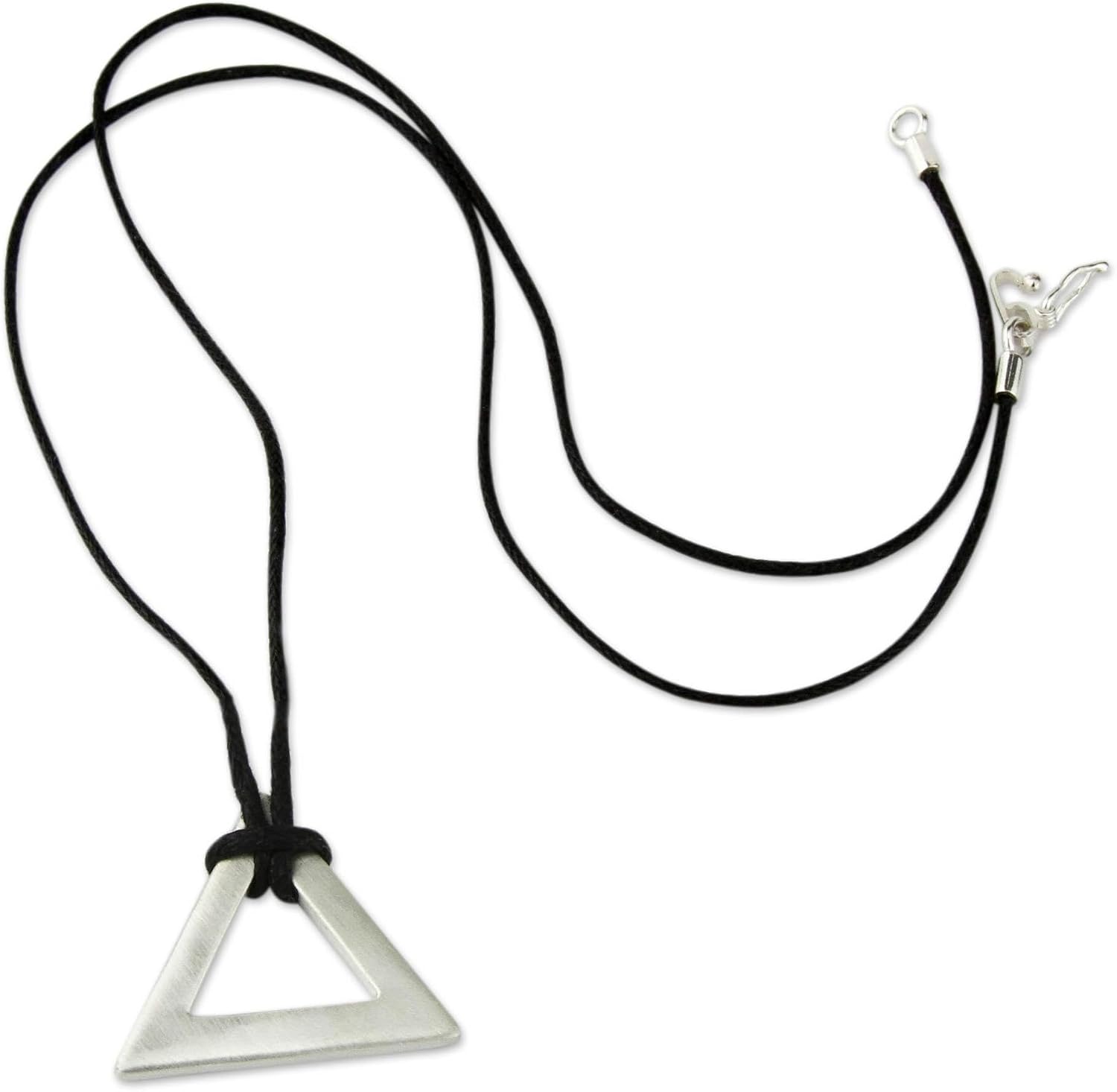 NOVICA Artisan Handmade Men's Sterling Silver Triangle Pendant Necklace | Peru Modern Geometric | 21.75" Cord | 1" x 1.1" Pendant | 'Perfect'