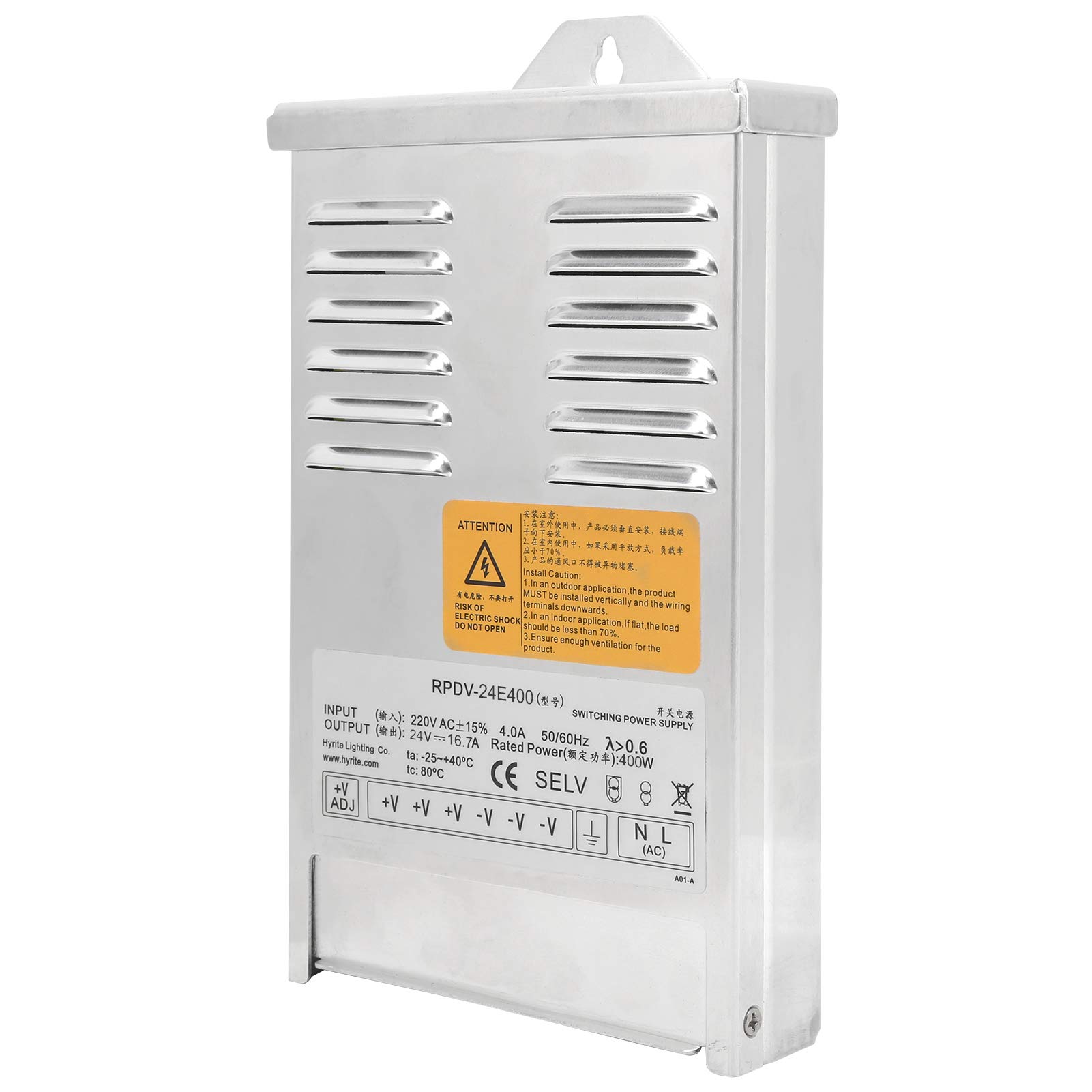 Cocoarm Fuente LED 12V/24V 350W-400W Aluminio Impermeable Sin Ventilador