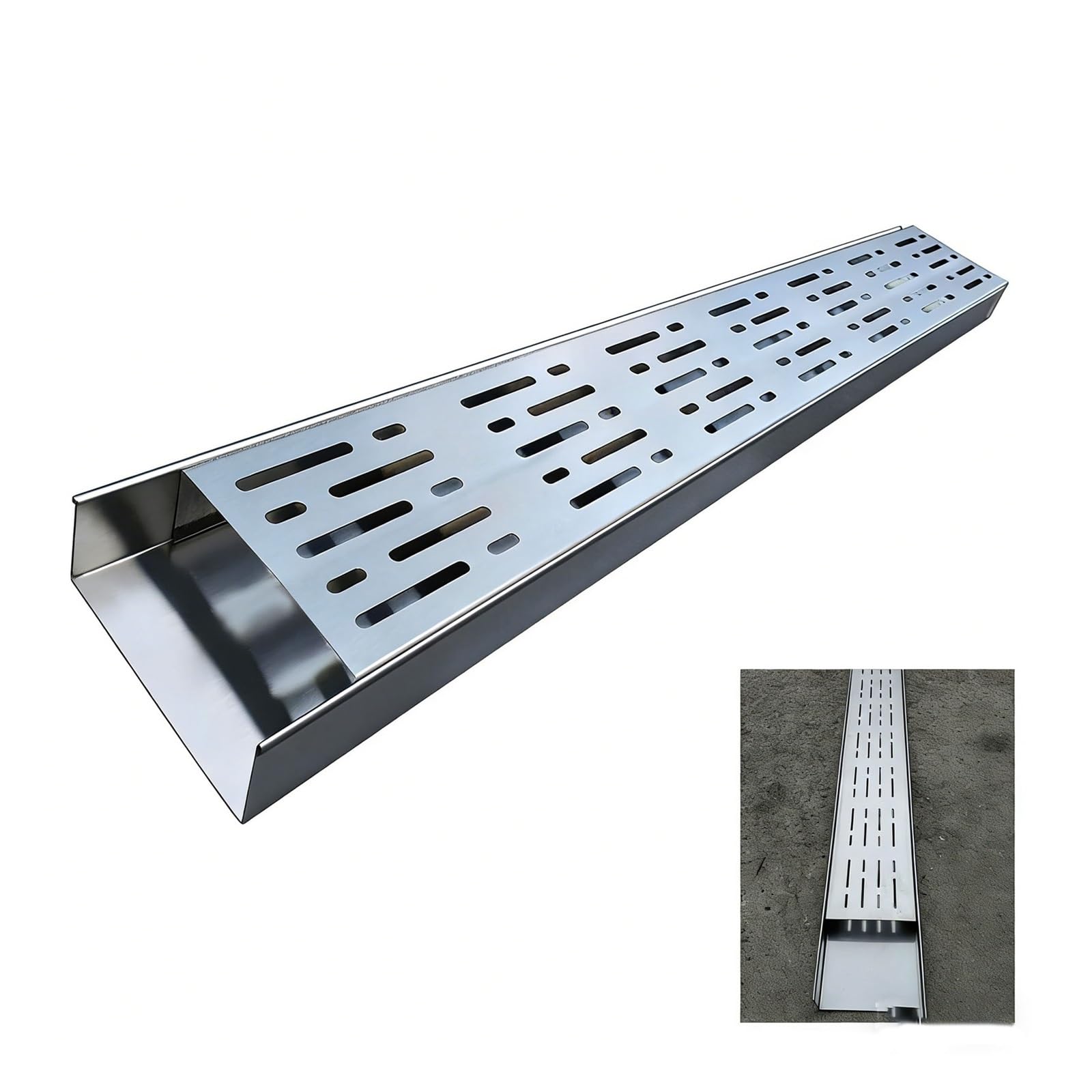 Caniveau de tranchée 100x35x30cm pour le drainage des eaux pluviales de jardin et grande terrasse