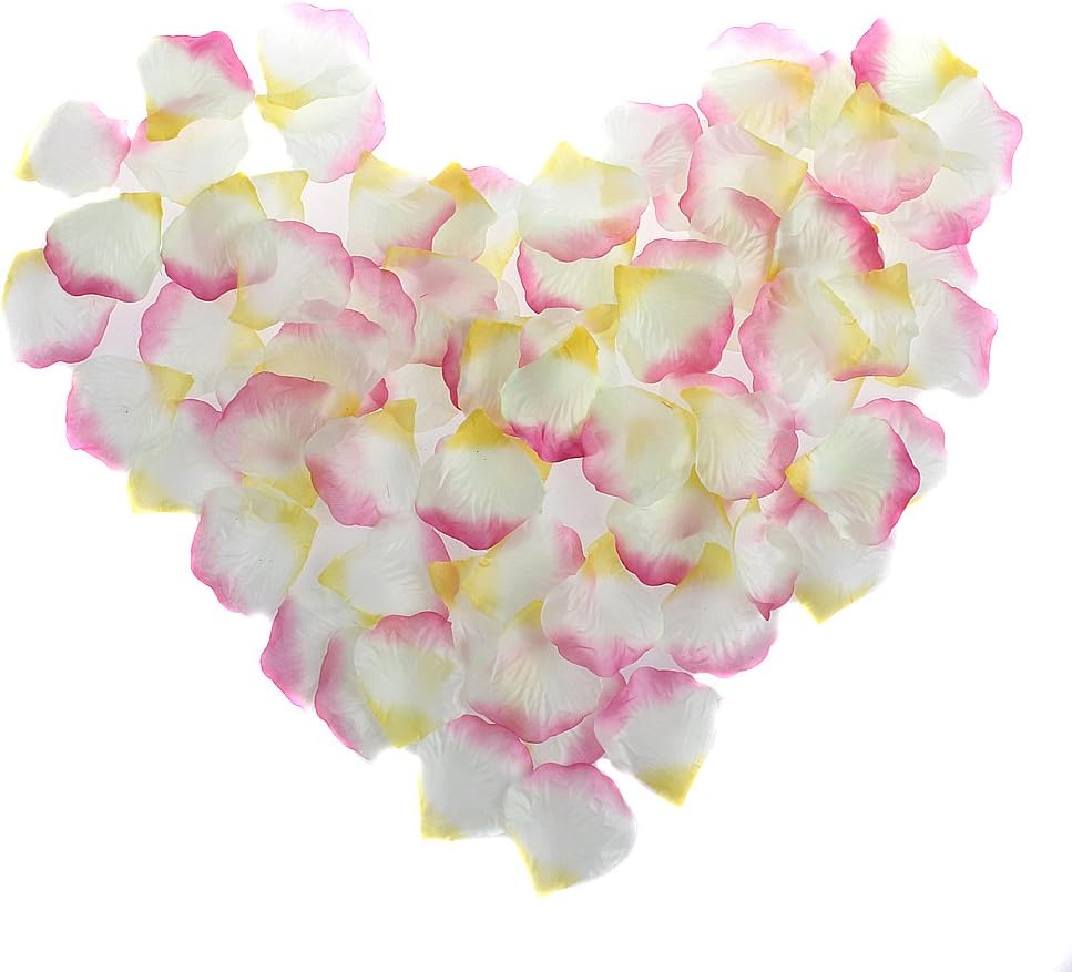Nsstar Silk Rose Petals Wedding Events and Confetti Bridal Party Flower Girl Decoration (White+Pink+Yellow, 2000pcs)