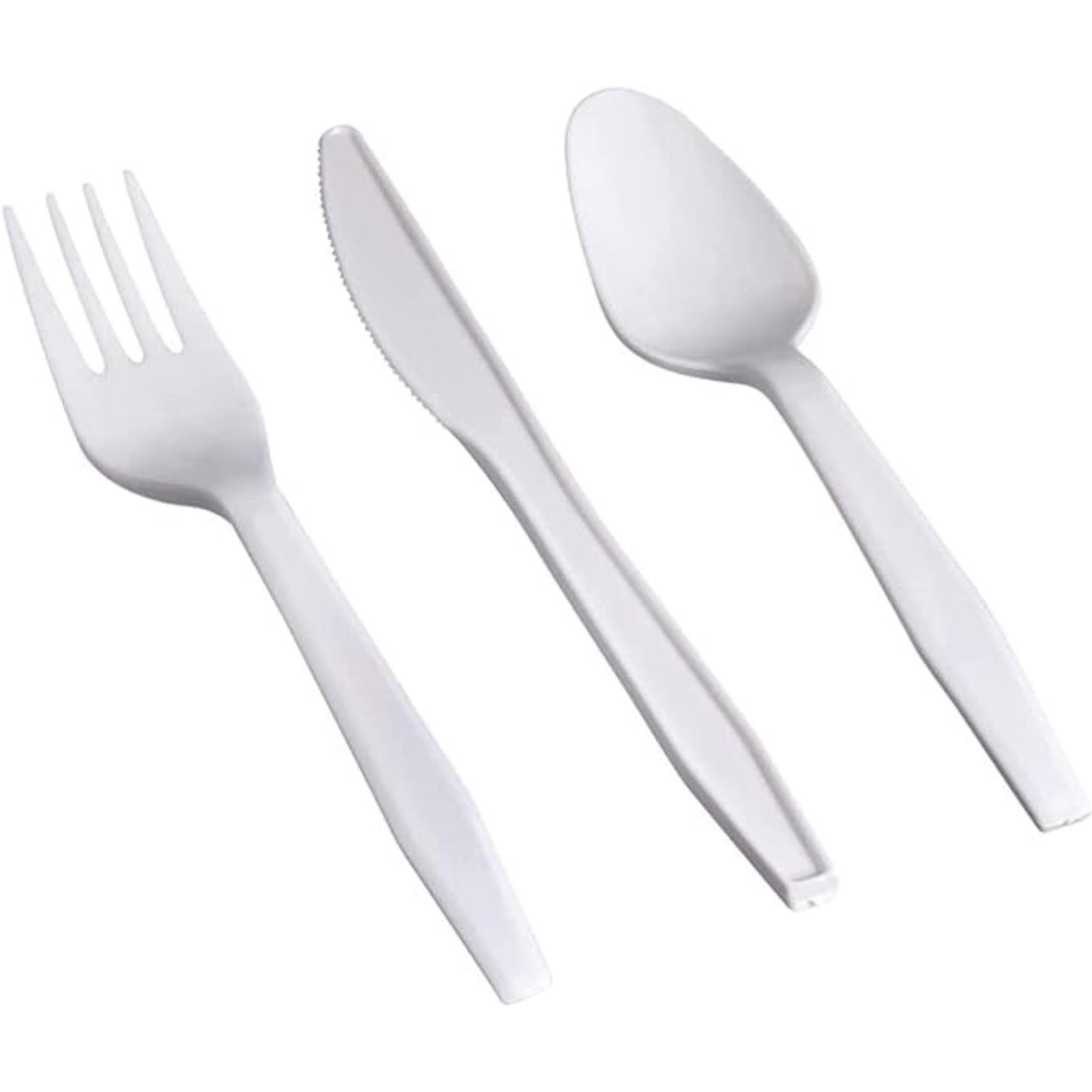 Shefa 3000 Standard White Reusable Cutlery Set - 1000 Spoon, 1000 Fork, 1000 Knife - Reusable & Washable, Heavy Duty Cutlery, 5.7" Long Tablespoon - Ideal for Birthday, Parties, Camping, Catering