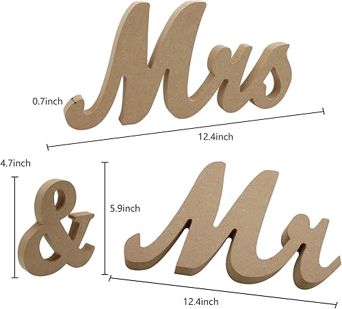 Miniatura 6 de Letrero grande de Mr and Mrs para decoración de mesa de boda, figuras de soporte de exhibición de letras de Mr & Mrs para mesa de amor, accesorios