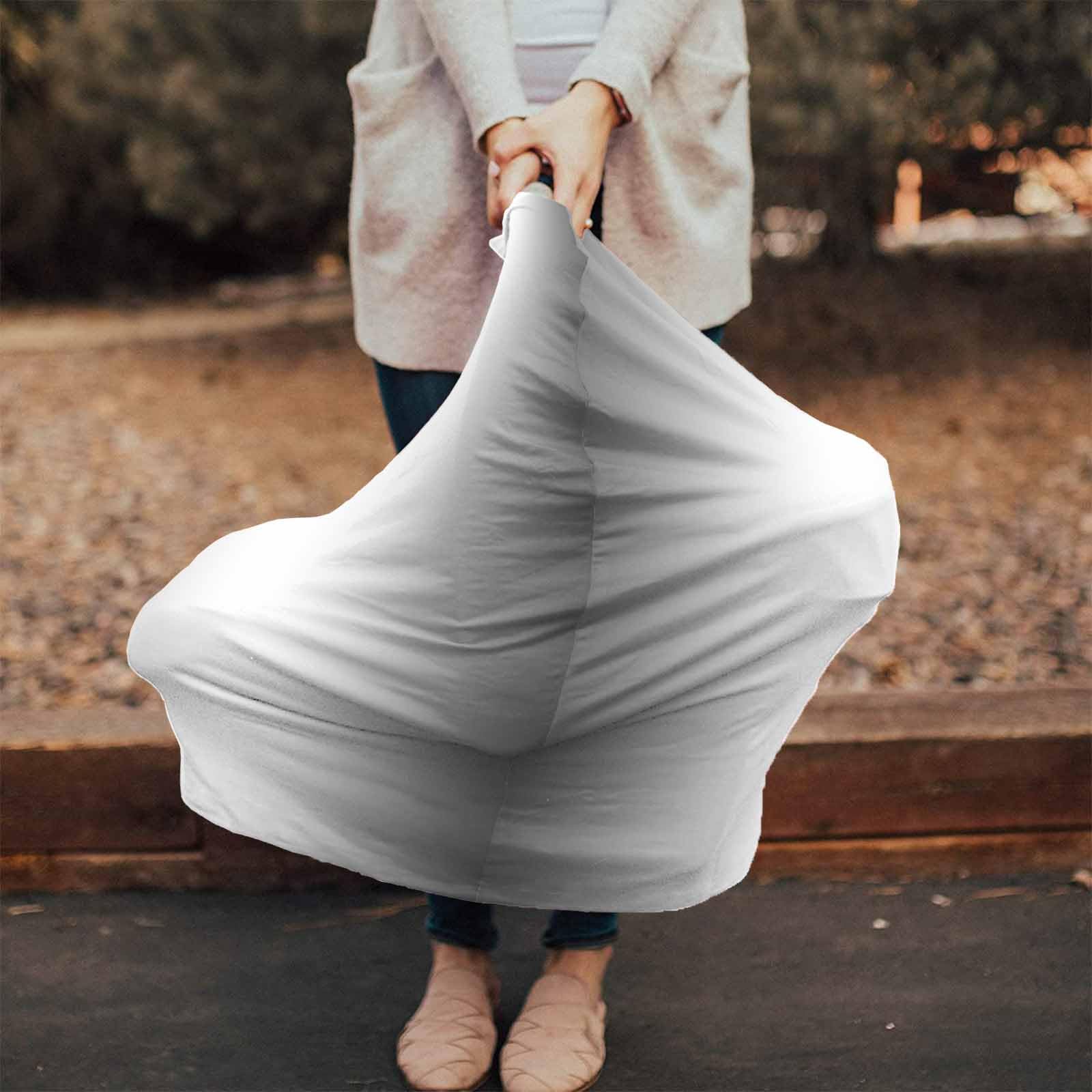 Nursing Cover for Breastfeeding Scarf, Grey White Gradient Ombre Baby Car Covers Super Soft Multi Use for Canopy Shopping Cart Cover Blanket Stroller Cover