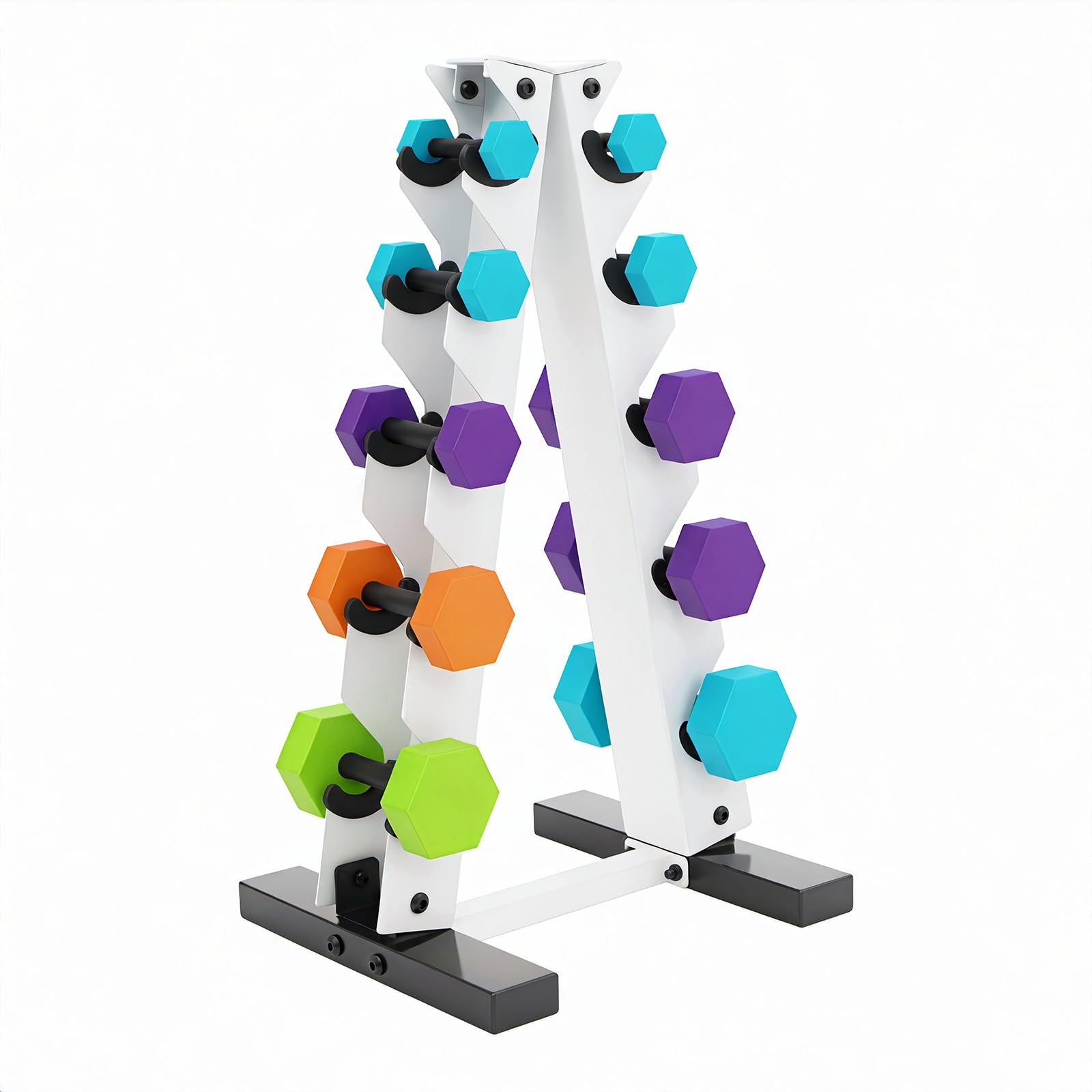 Rack per manubri in acciaio a 5 livelli, peso per casa, palestra, portata max. 100 kg, salvaspazio per palestra e casa, adatto per appassionati di allenamento