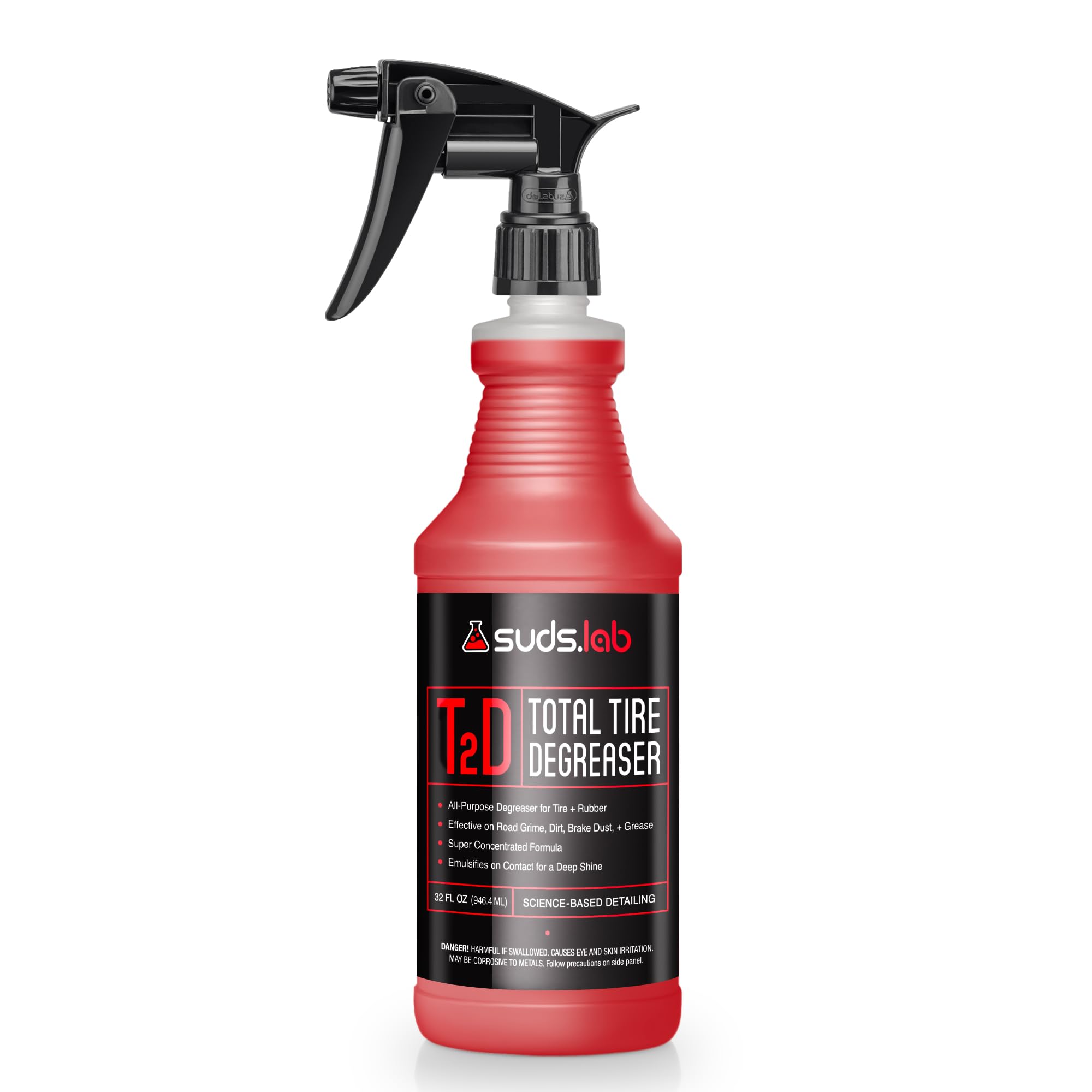 Suds Lab T2D Tire and Rubber Degreaser and Cleaner, Works to Remove Grease, Road Grime and Oil Stains from Tires and Rubber Trim - 32 oz
