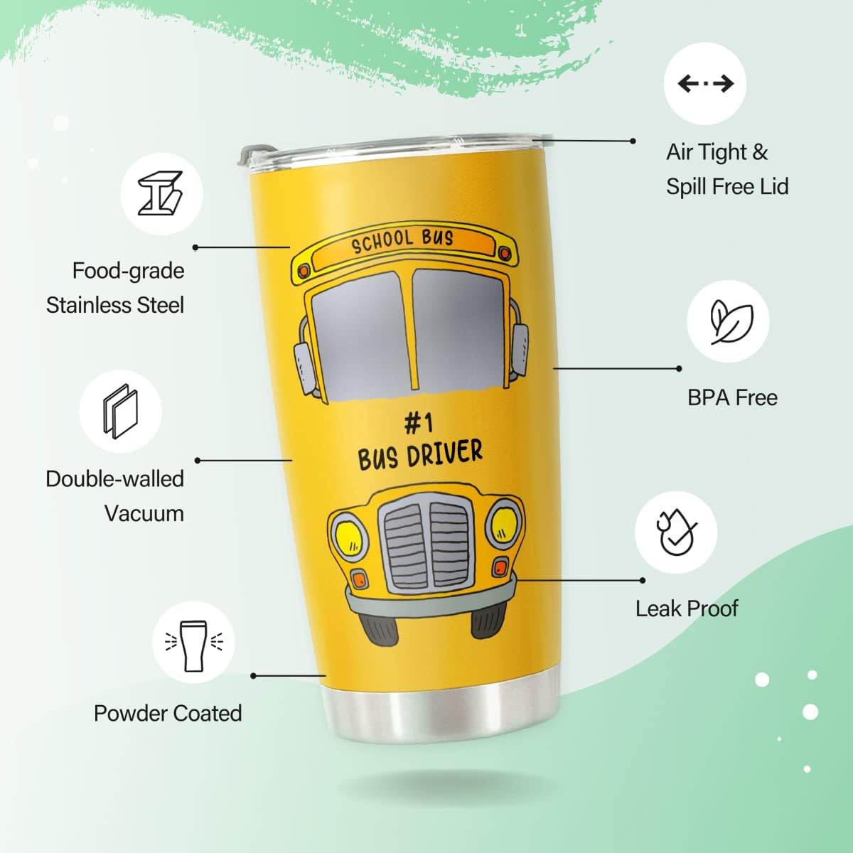 Bus Driver Stainless Steel Tumbler Cup 20oz for Bus/School Driver Appreciation image 4