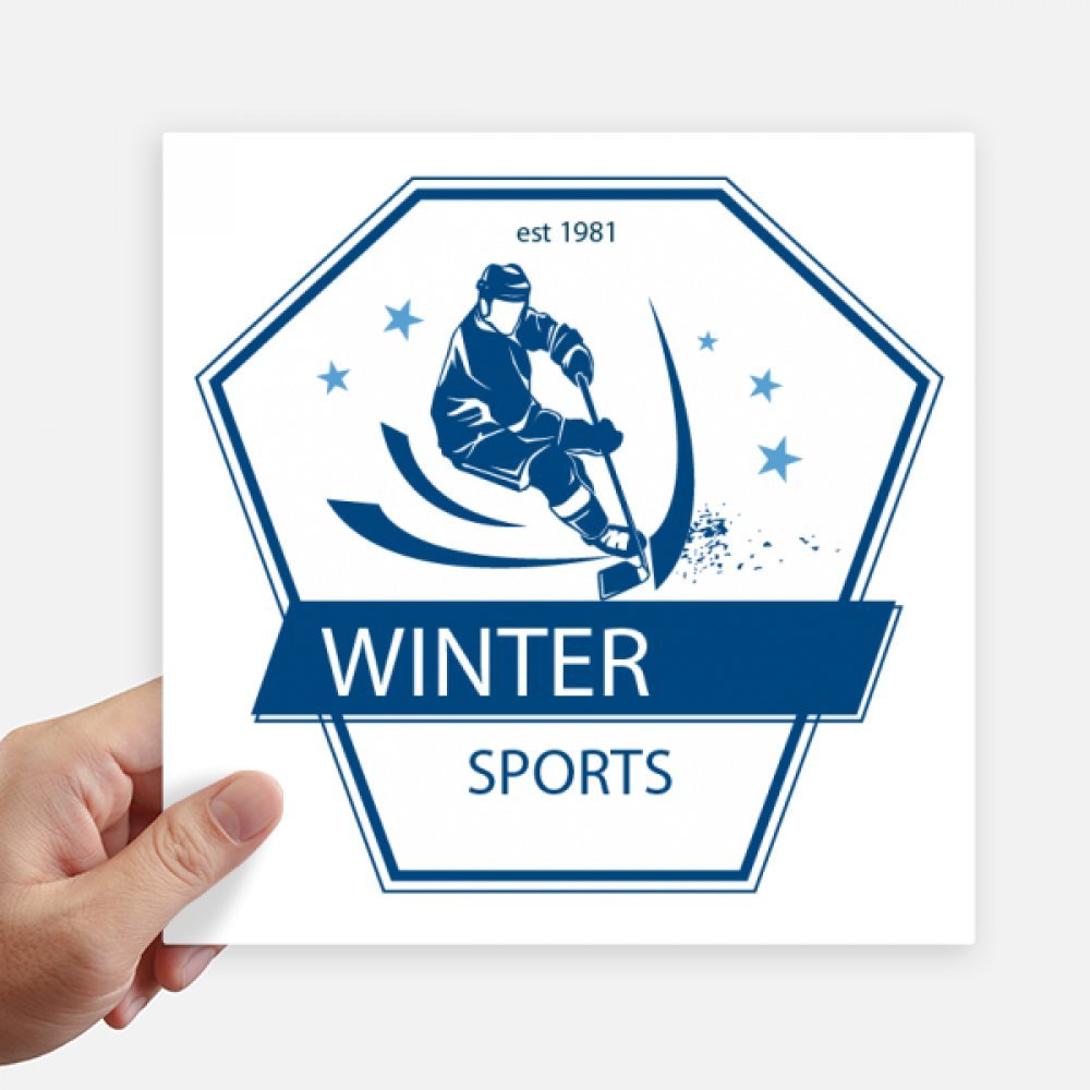 Autocollant carré ski d'hiver 20 cm lot de 4 stickers multicolores