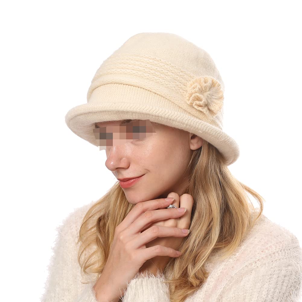 Women\'s Winter Knit Cloche Bucket Hat Vintage Beanie Hat Round Brim Women main image 2