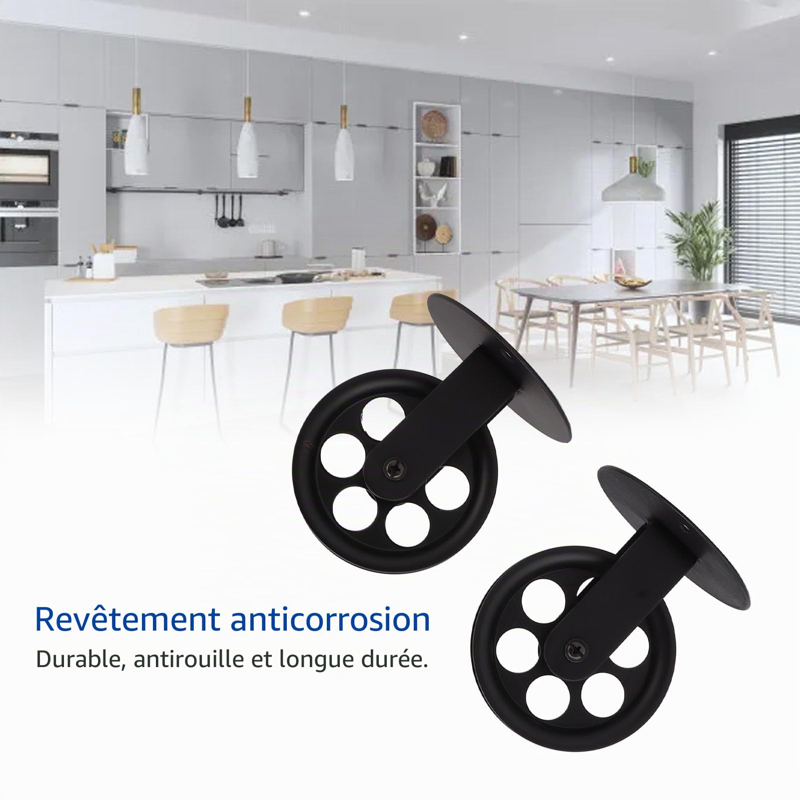 Topyond 2 Pièces Roues De Poulie Industrielles pour Grange à Brancher Lampe Suspendue Robuste Et Durable Support De Plafond Mural Vintage Poulies De Remorquage De Levage Noir