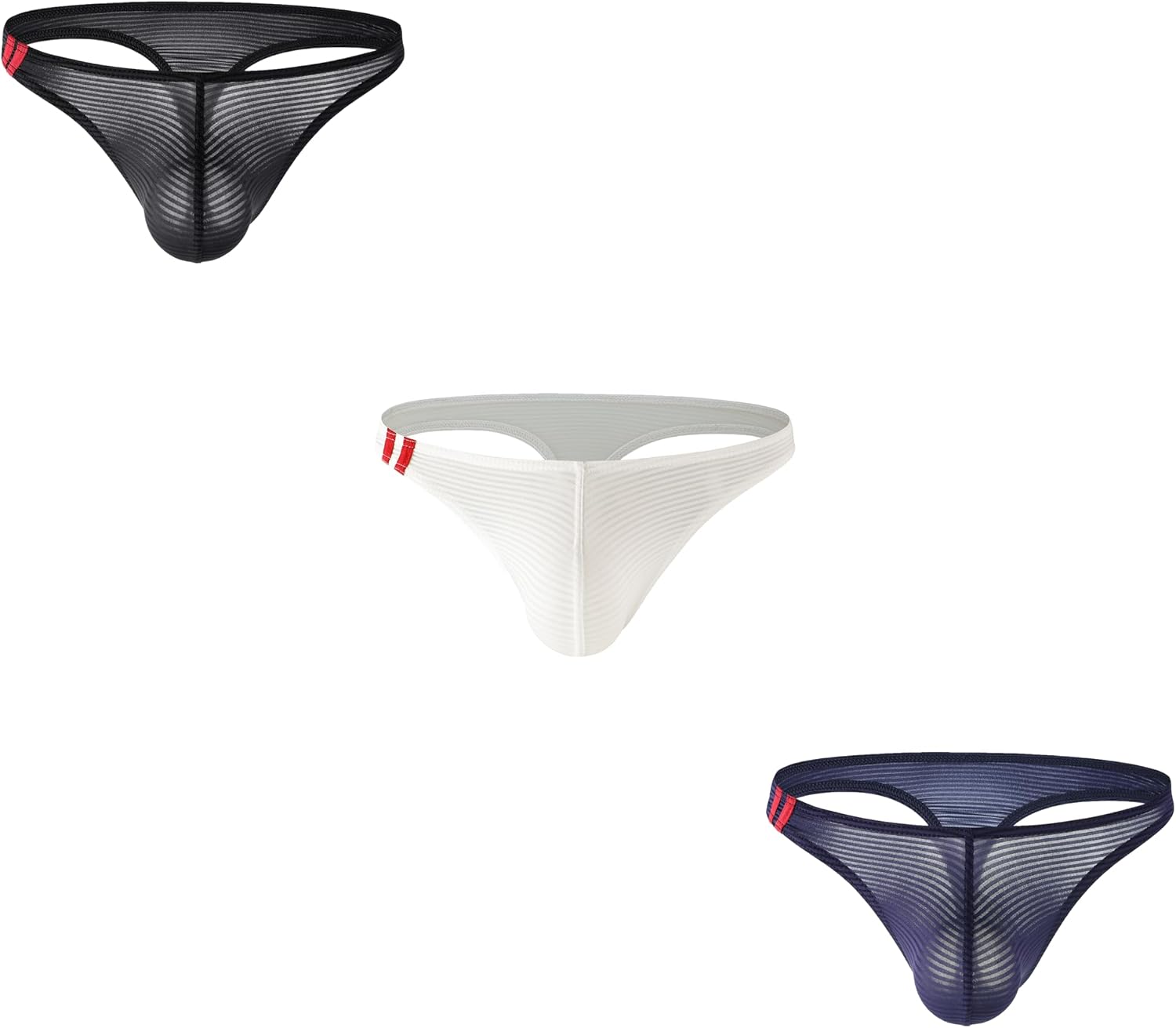 Men's Nylon Thong Low Rise Solid Bikini Briefs Underwear