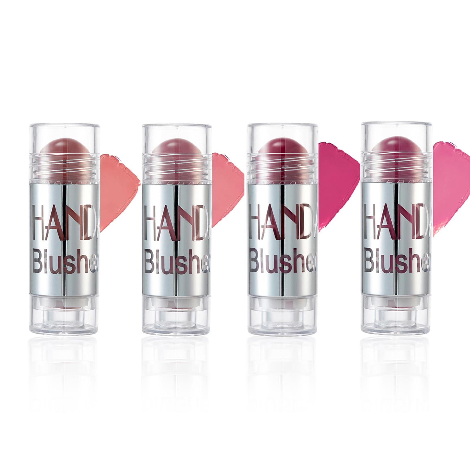 MKNZOME 4Pcs Colorete en Crema, 3-in-1 Cheek Blush & Lip Tint & Eye Shadow, Colorete en Barra, Blush Stick, Milk Makeup, Rubor en Crema para Mejillas, Fácil de Transportar, Fácil de Aplicar