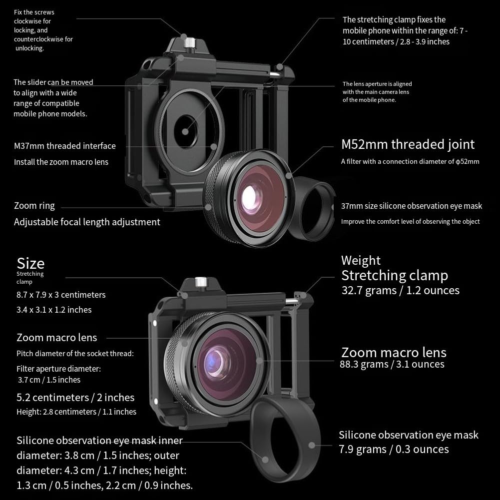 FACAIIO Obiettivo macro a livello DSLR con ampia apertura F105, zoom 15-45 mm e ingrandimento 10-20x, smartphone al 99%