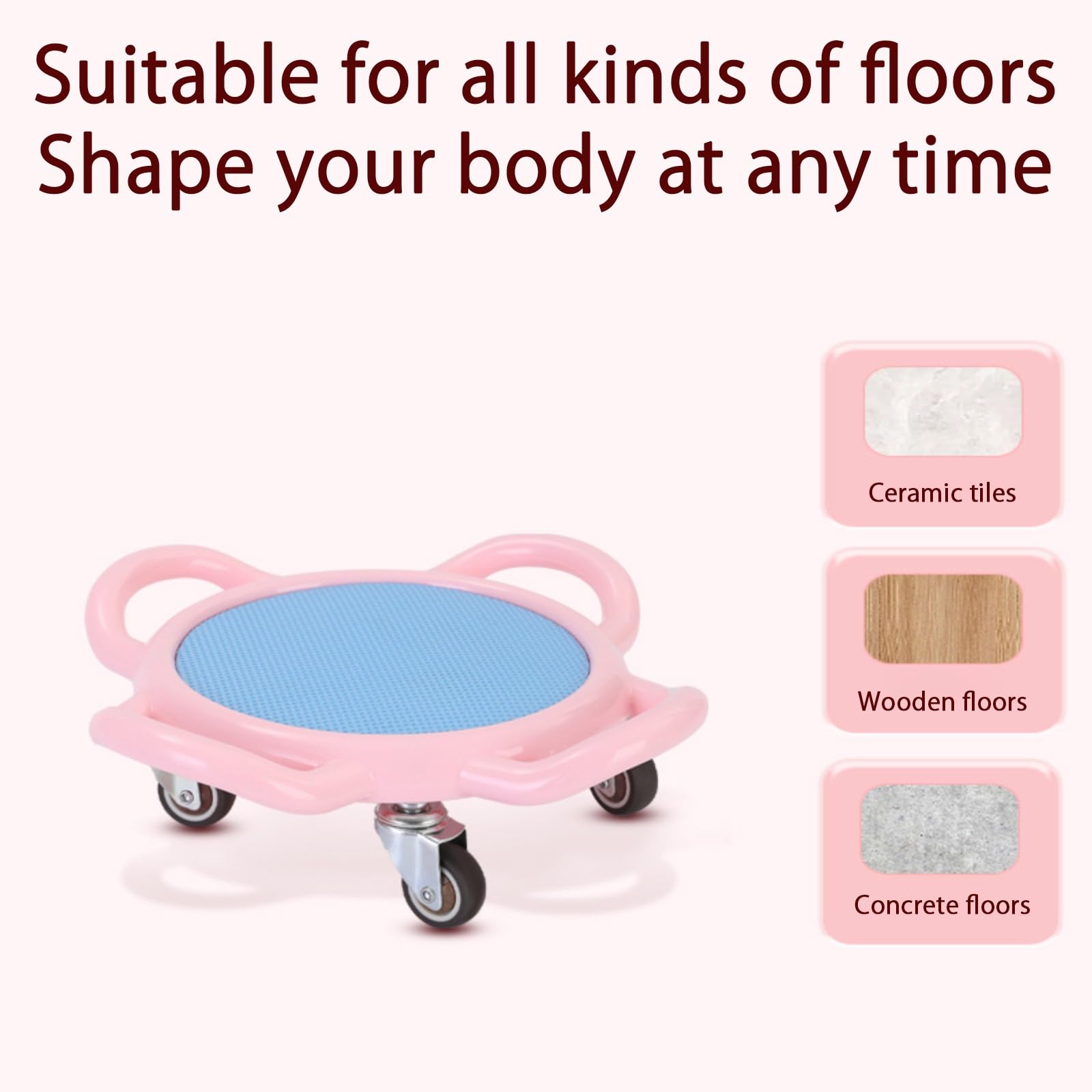 Ab Roller Wheel 360° Obrotowy Trener Rdzenia, wózek do ćwiczeń siłowych brzucha, Trening Rdzenia AB Wheel Deska do ćwiczeń brzucha dla Mężczyzn i Kobiet(Różowy)