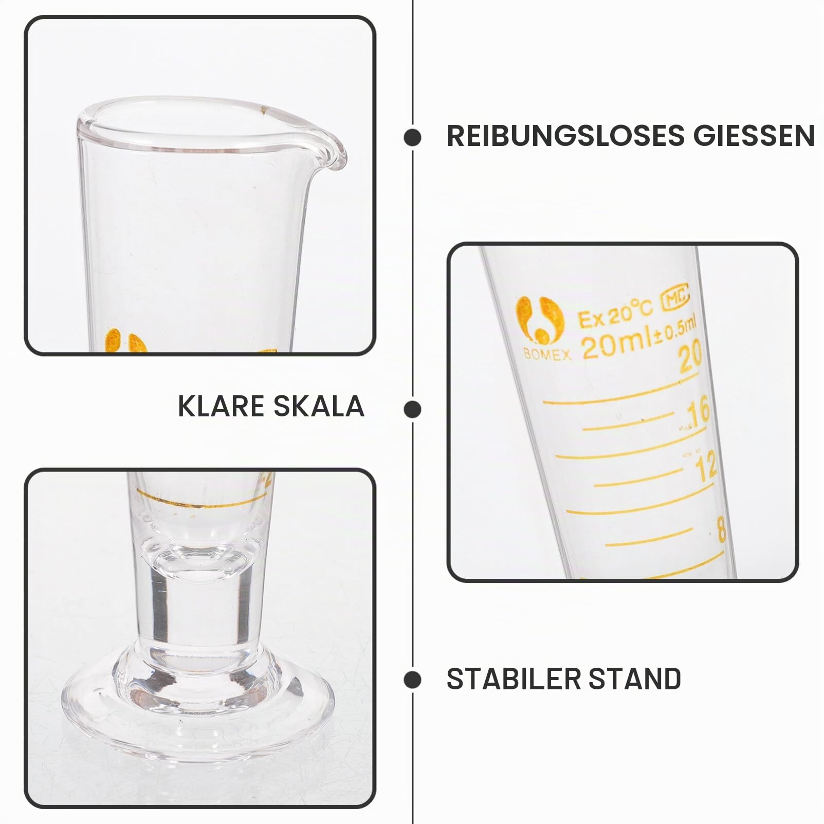 iplusmile Labor-Messbecher 20 Ml Borosilikatglas Dreieckiger Glasbecher Mit Sichtbaren Skalierungen Für Präzise Wissenschaftliche Messungen Und Laboranwendungen