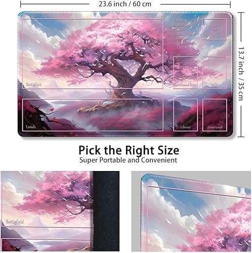 Vista 31 de Tapete de juego MTG cosido de alta calidad con zonas y parte trasera de goma antideslizante, tapete de juego TCG para MTG y otros juegos de cartas