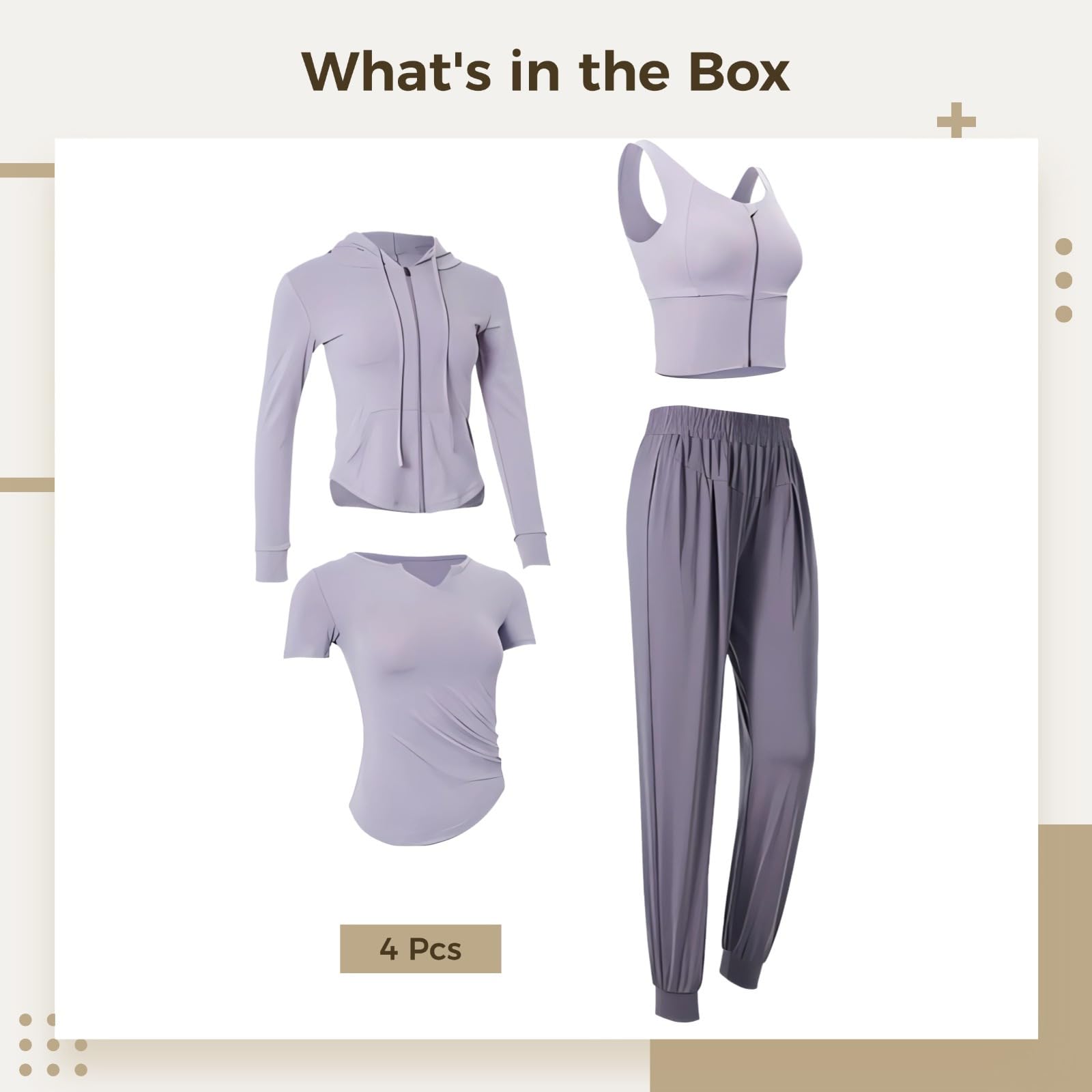 Conjunto de entrenamiento de 4 piezas para mujer que absorbe el sudor, manga larga, tela transpirable, incluye brasier, pantalones, chaqueta y pantalones cortos