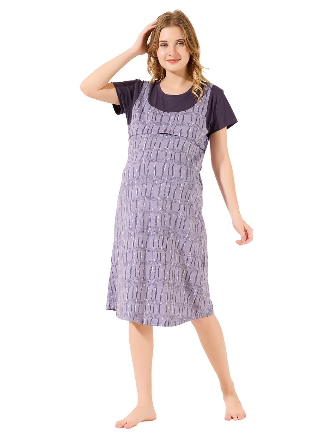 Knee-Length Long Maternity Dress | Comfortable & Stylish Pregnancy Dress | Viscose Maternity Wear | Perfect Special Occasions-image-32