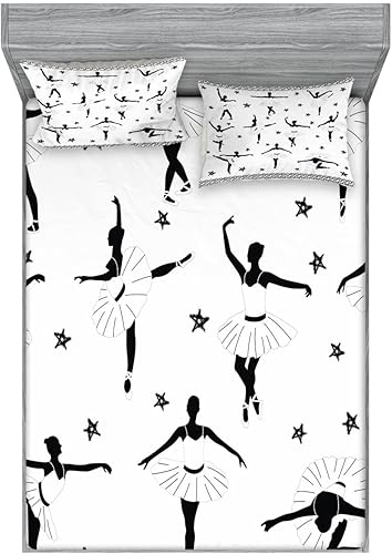 Miniatura 99 de Ambesonne - Juego de sábanas bajeras y fundas de almohada, diseño clásico botánico, plantas de jardín vintage, juego de 3 piezas con estampado