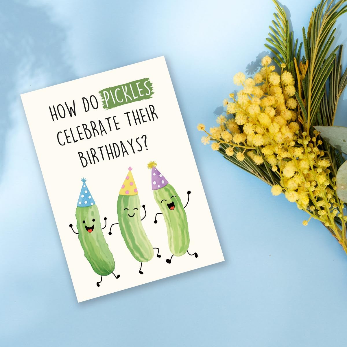 Funny Pickle Pun Birthday Card, Humorous Birthday Cards for Brother Sister Bestie Friends, Joke Pickle Relish the Moment Cards