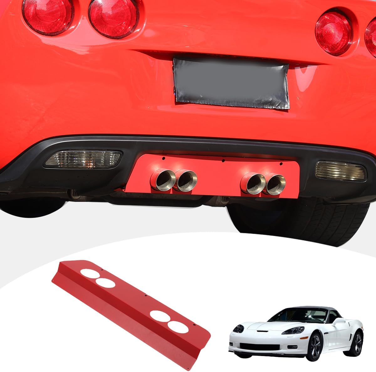Stainless Steel Exhaust Filler Panel Compatible with Chevrolet Corvette C6 2005-2013 Rear Bumper Exhaust Pipe Protection Baffle,Car Exhaust Muffler Tail Pipe Trim Accessories (Black)
