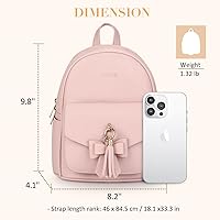 Vista 6 de ECOSUSI Mini mochila para mujer, bonita mochila pequeña con lazo, bolsa de cuero, con borla