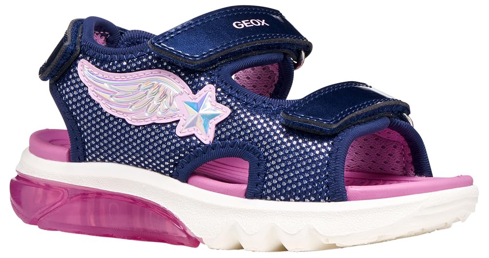 Geox J CIBERDRON G Sandal, Navy/Pink, 30 EU