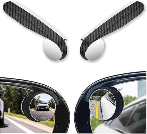 AVERZELLA Paquete de 2 espejos de punto ciego, espejo convexo circular de gran angular 2 en 1 con protección contra la lluvia para visión trasera