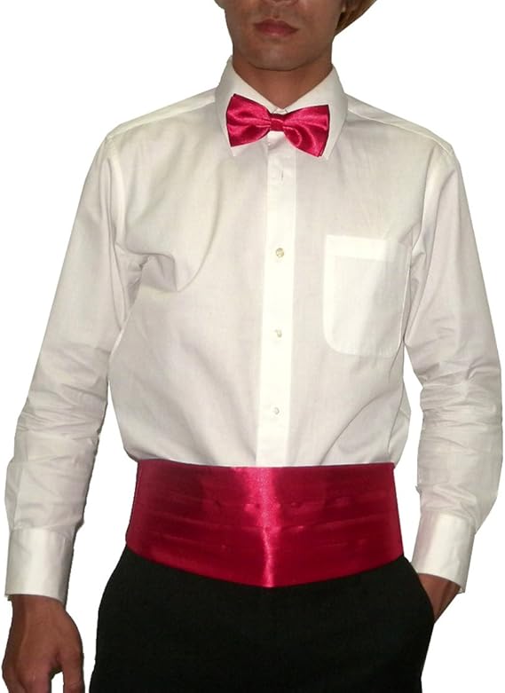 2 PCS Set Silk Mens Pleated Adjustable Cummerbund & Bow