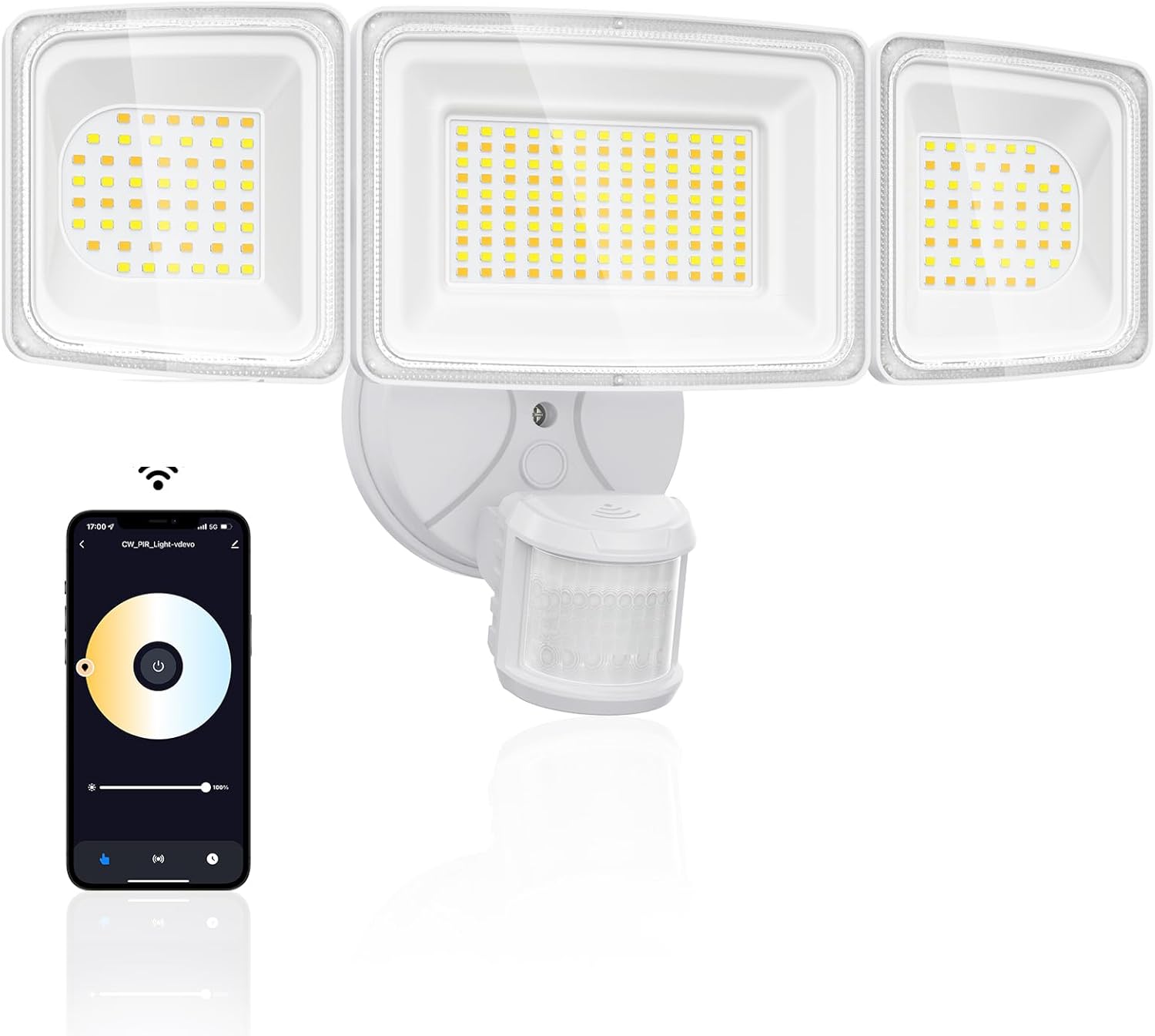 Onforu 100W 9000LM Smart LED Security Lights Motion Sensor Outdoor,WiFi Alexa Flood Light APP Control, 2500K-6500K, Motion Detector with Adjustable 3 Head, IP65 Wall Light for Yard (White) Onforu 100W 9000LM Smart LED Security Lights Motion Sensor Outdoor,WiFi Alexa Flood Light APP Control, 2500K-6500K, Motion Detector with Adjustable 3 Head, IP65 Wall Light for Yard (White)
