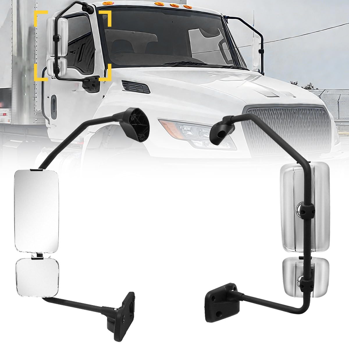 Photo 1 of Chrome Door Mirror for International MV 2022+ - Fixed Position, Full Bright Chrome Cap - right Side Replacement