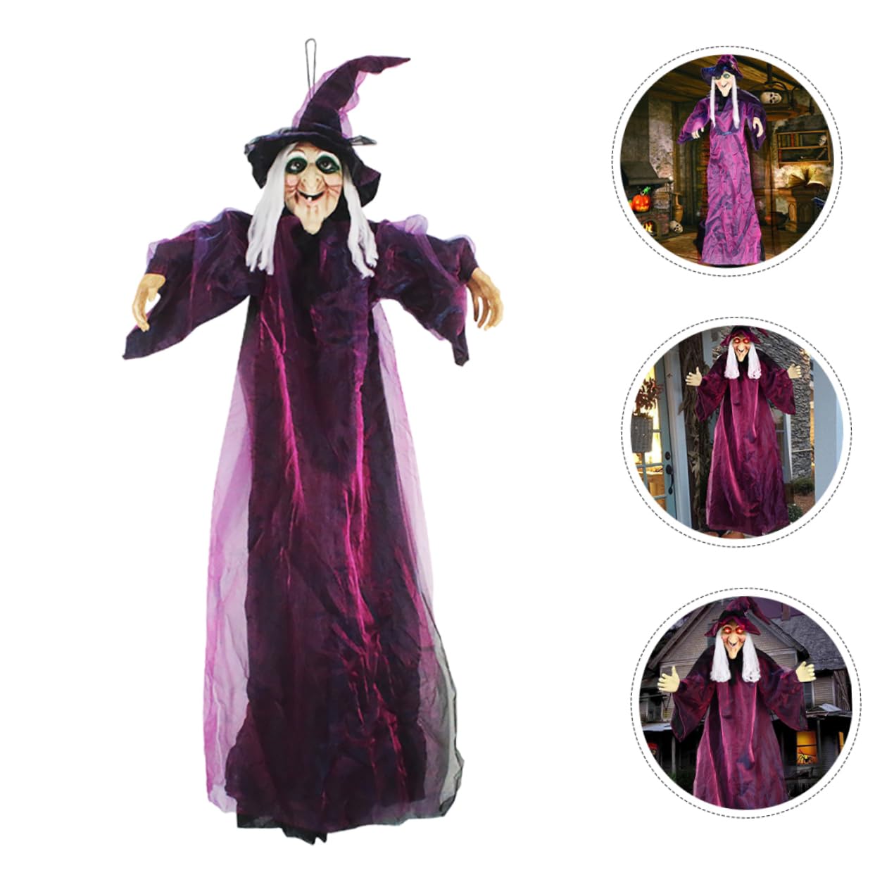 BESPORTBLE Decorazione Animata per Halloween con Strega Parlante da Appendere per Esterni e Effetti Luminosi e per e Case Infestate