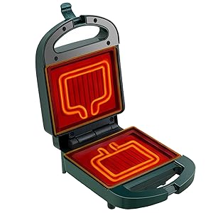 Plancha Para Sándwiches, Gofrera Con Luces LED Indicadoras, Prensa 650W Fácil Limpiar Parrilla Cocina Desayuno Hamburguesas Tostadas Gofres